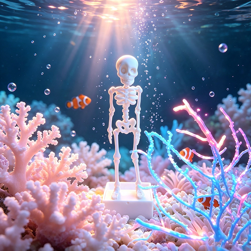 Dancing Skeleton Aquarium Ornament, Mini Skeleton Bubble Decoration with Stable Base for Fish Tank, Desktop and Halloween Display
