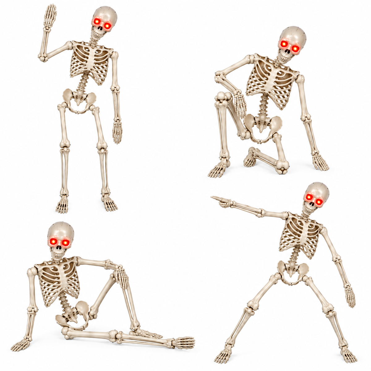4PCS 5.5FT White Animated Skeletons – Halloween Entrance & Yard Display | 4-Pack