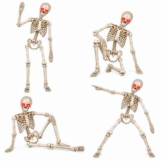 4PCS 5.5FT White Animated Skeletons – Halloween Entrance & Yard Display | 4-Pack