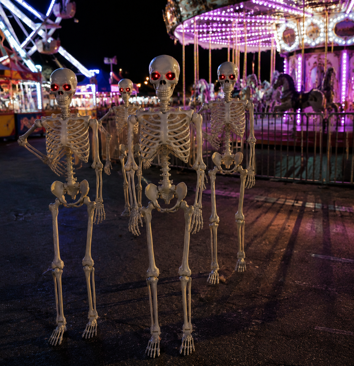 3PCS 5.5FT Animated White Skeletons – Full-Size Halloween Display Set | 3-Pack
