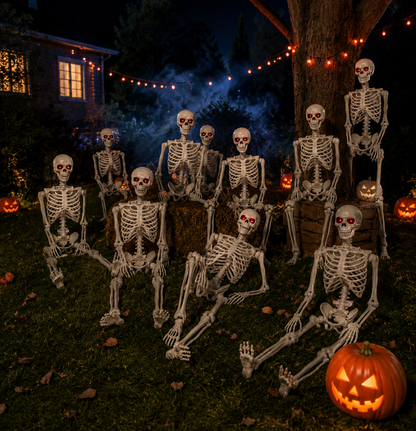 10PCS 5.5FT White Skeletons – Full-Size Animated Halloween Event Collection | 10-Pack