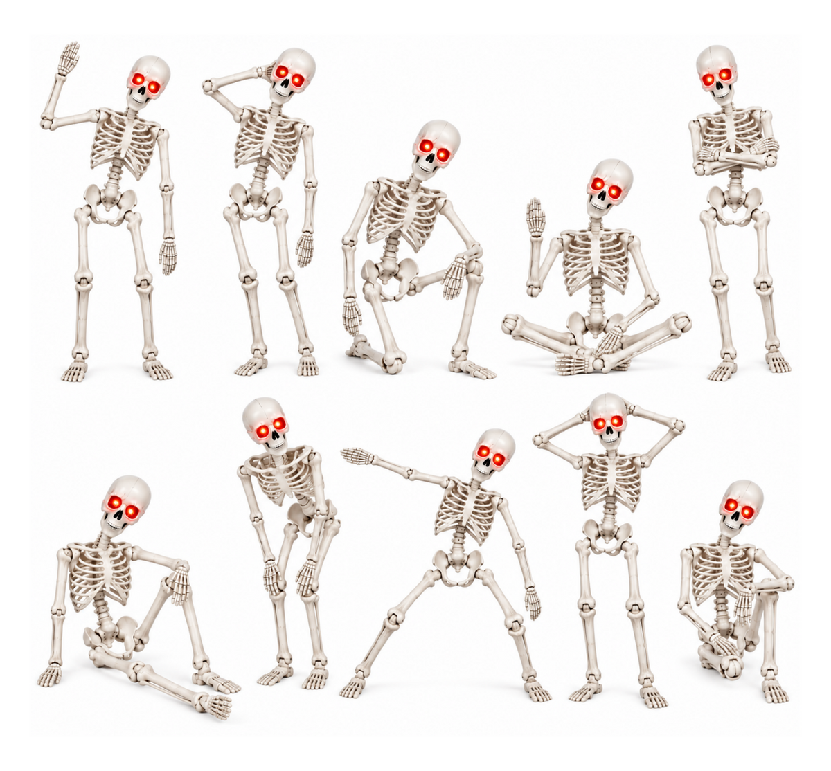 10PCS 5.5FT White Skeletons – Full-Size Animated Halloween Event Collection | 10-Pack