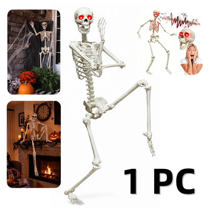 5.5FT White Animated Skeleton – 1PC Full-Size Halloween Decoration | 1-Pack