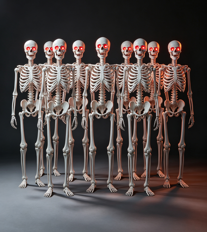 9 Pcs 170cm Animated Skeleton Set with Glowing Red Eyes, Sound Activation & Moving Jaw