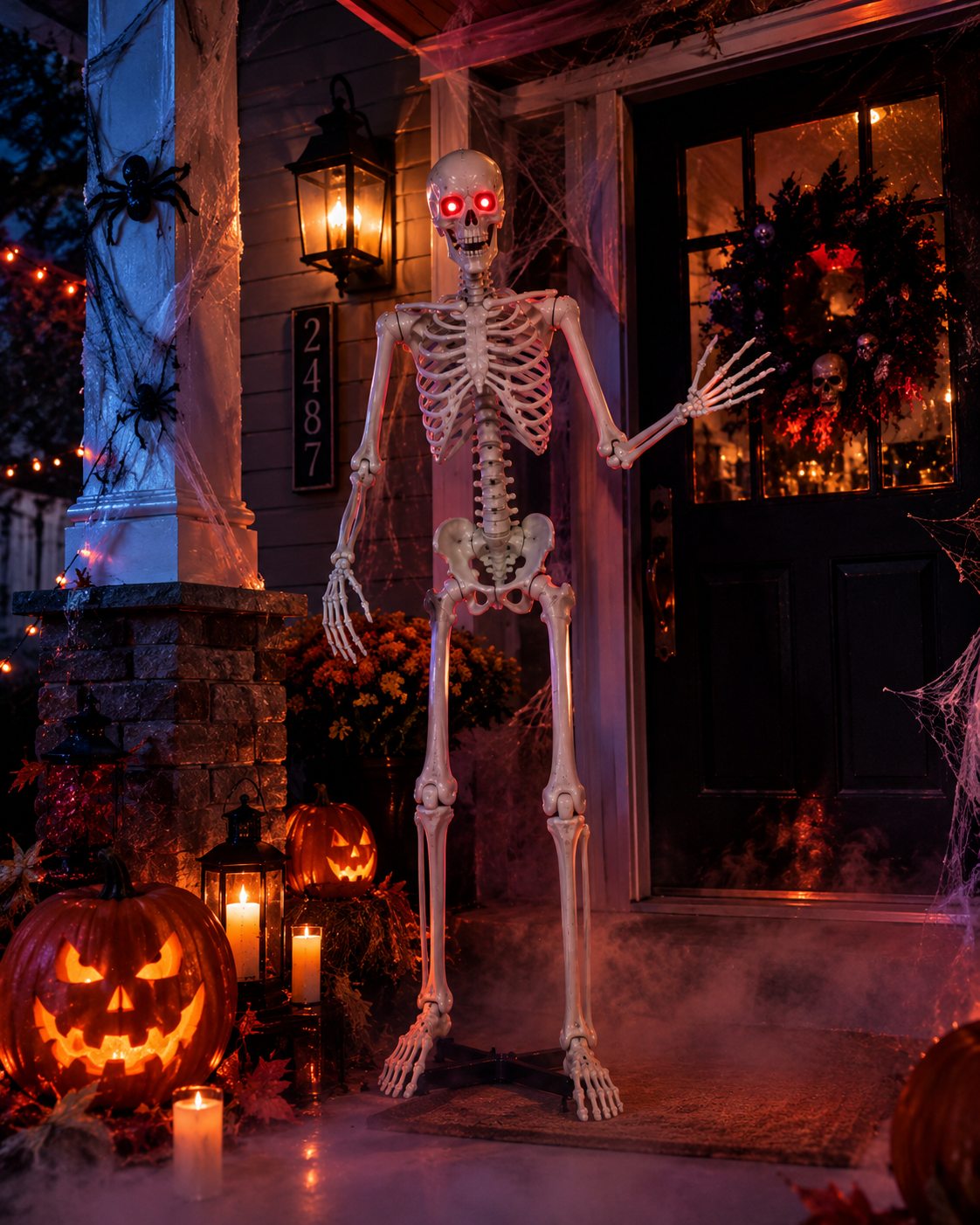 2PCS 5.5FT White Skeleton Set – Animated Halloween Yard & Party Decor | 2-Pack