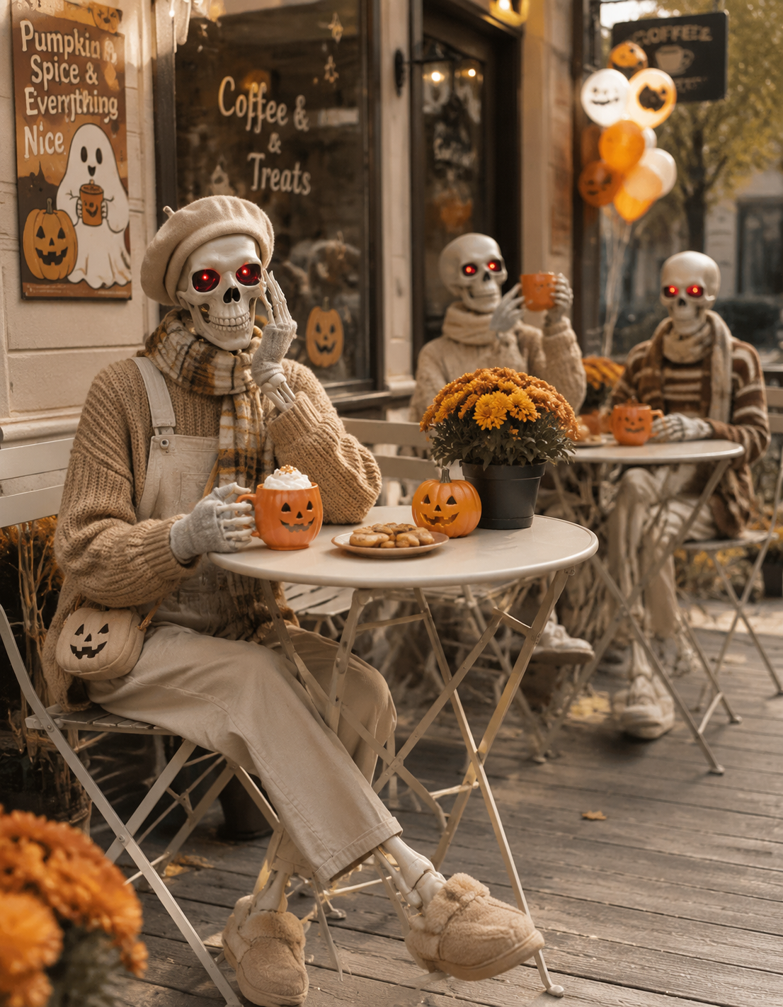 3PCS 5.5FT Animated White Skeletons – Full-Size Halloween Display Set | 3-Pack