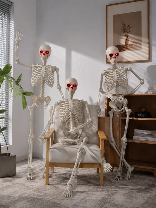 3PCS 5.5FT Animated White Skeletons – Full-Size Halloween Display Set | 3-Pack