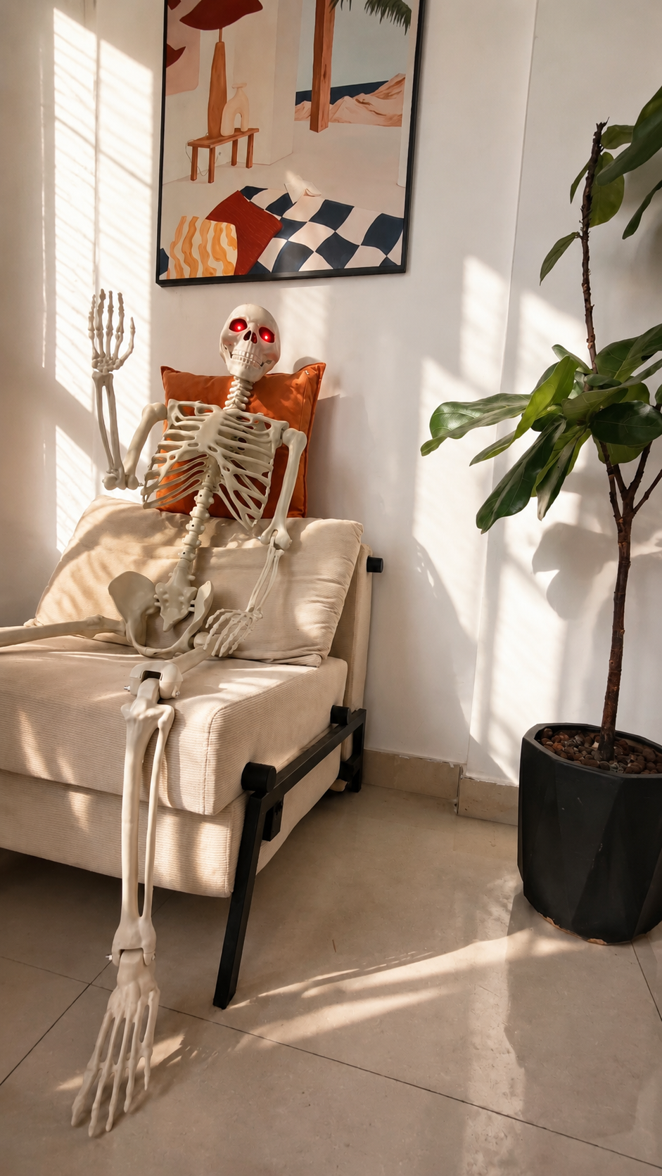 9 Pcs 5.5FT Animated Skeleton Set with Glowing Red Eyes and Sound Activation and Moving Jaw