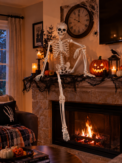 2PCS 5.5FT White Skeleton Set – Animated Halloween Yard & Party Decor | 2-Pack
