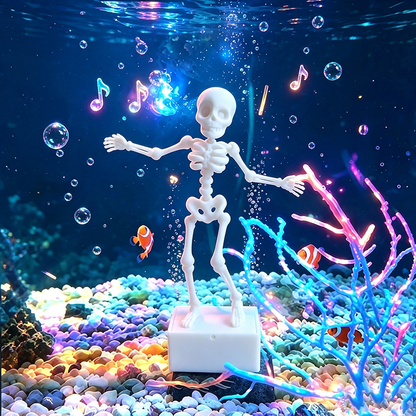 Dancing Skeleton Aquarium Ornament, Mini Skeleton Bubble Decoration with Stable Base for Fish Tank, Desktop and Halloween Display