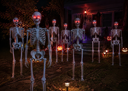 9 Pcs 170cm Animated Skeleton Set with Glowing Red Eyes, Sound Activation & Moving Jaw