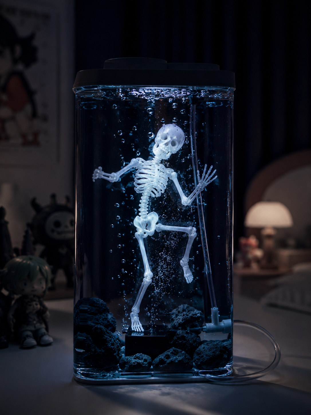 1pc, dancing skull fish tank bubble ornaments, interactive fish tank decoration set, adding a unique atmosphere to the fish tank and the theme aquarium environment.