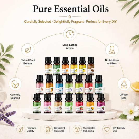 ZeDcoo Essential Oils Set for Diffusers, Home Fragrance & DIY Projects – 12/18/24 Scents, 10ml Bottles