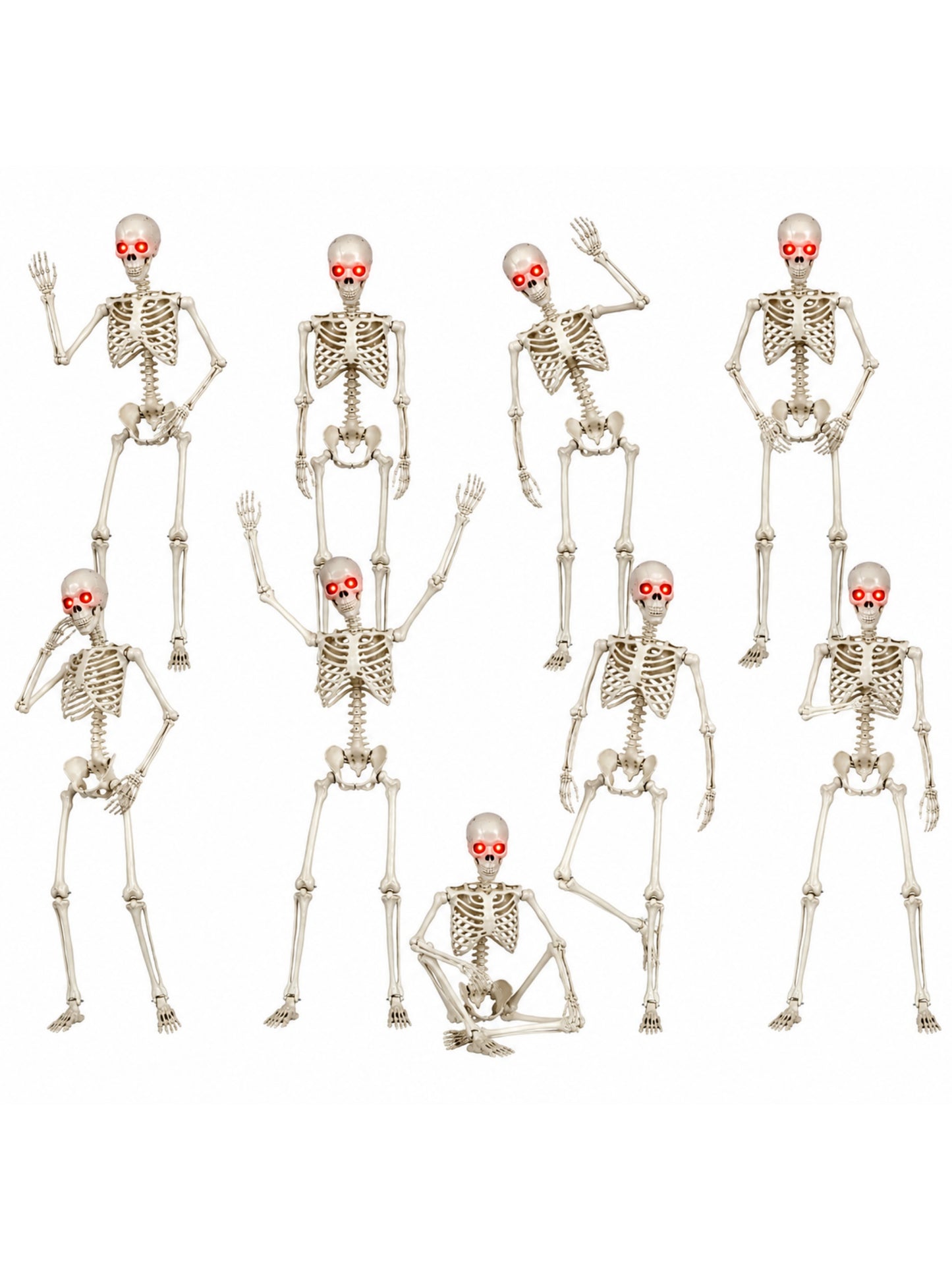 9 Pcs 5.5FT Animated Skeleton Set with Glowing Red Eyes and Sound Activation and Moving Jaw