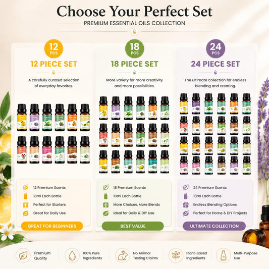 ZeDcoo Essential Oils Set for Diffusers, Home Fragrance & DIY Projects – 12/18/24 Scents, 10ml Bottles