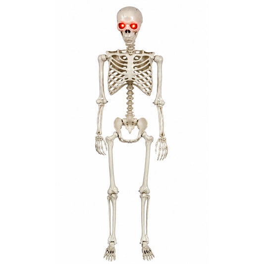 1PC 5.5FT Halloween Skeleton Decoration Props with Red Glowing Eyes and Sound Sensing and Chin Moving Functions.（副本）