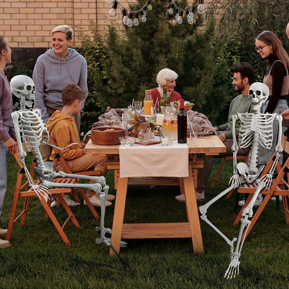 170cm Halloween skeleton decoration props, with red glowing eyes, sound sensing and chin moving functions.