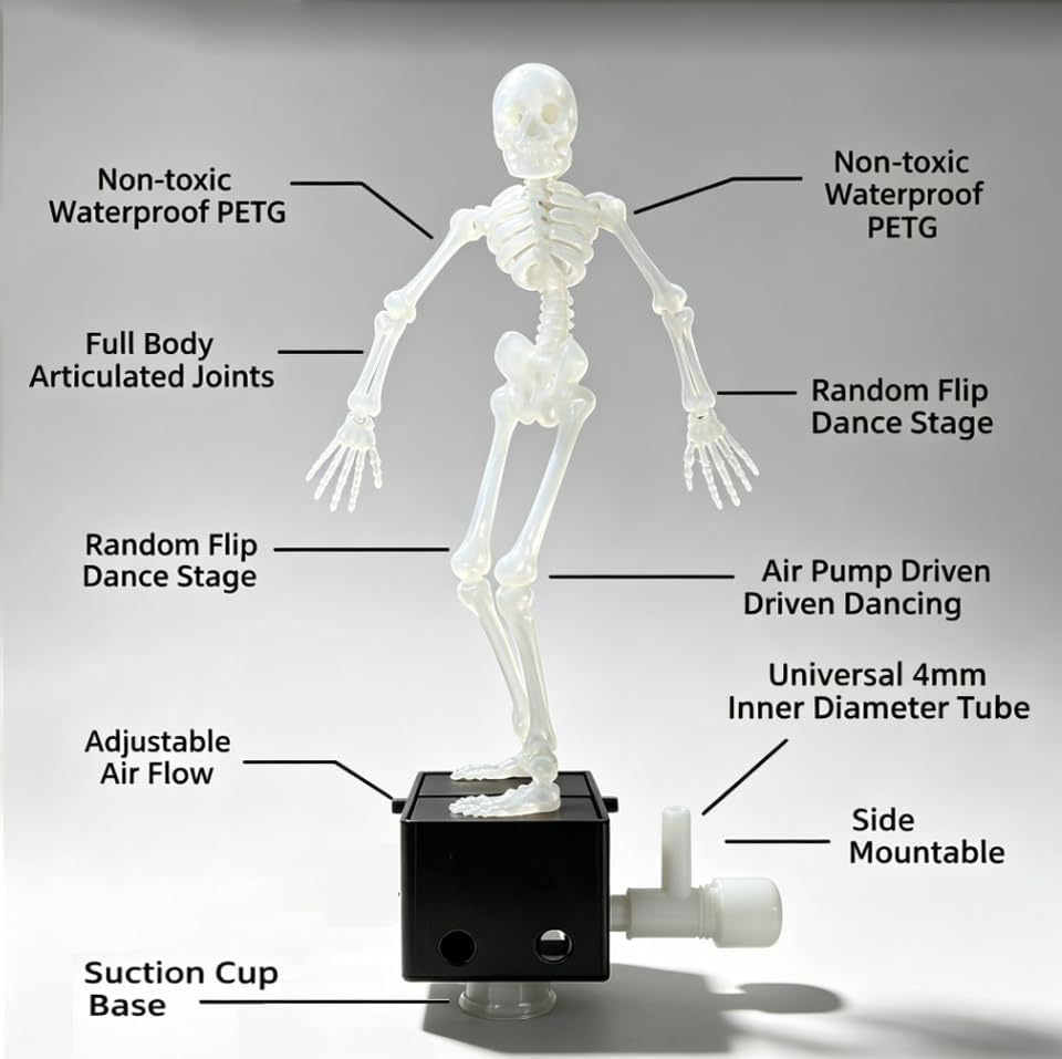 1pc, dancing skull fish tank bubble ornaments, interactive fish tank decoration set, adding a unique atmosphere to the fish tank and the theme aquarium environment.