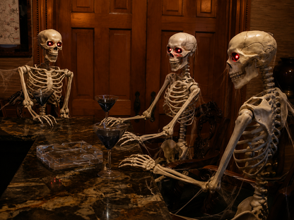 3PCS 5.5FT Animated White Skeletons – Full-Size Halloween Display Set | 3-Pack