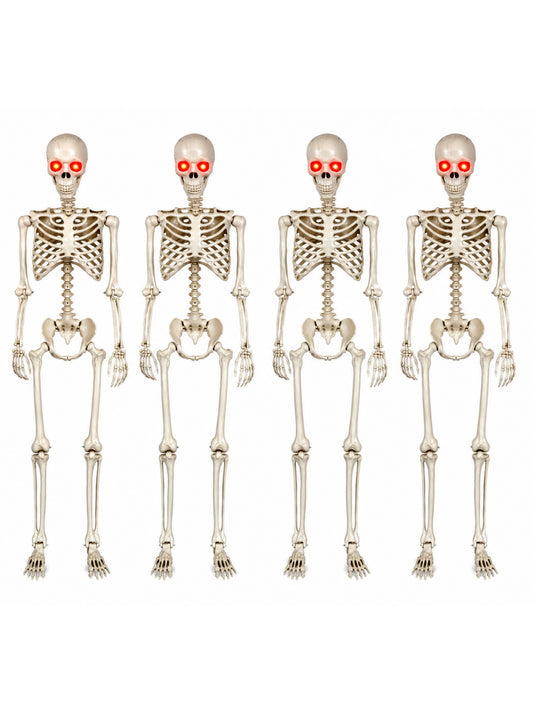 4PCS 5.5FT Skeleton With Red Eyes Shining and Chin Can Move and Can Make A Scary Sound.
