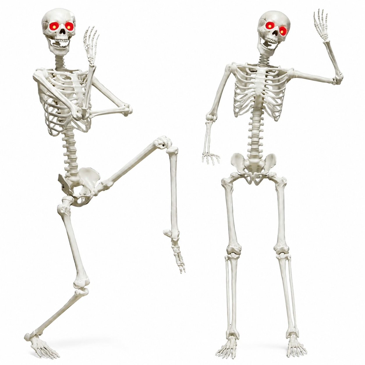 1PC 5.5FT Halloween Skeleton Decoration Props with Red Glowing Eyes and Sound Sensing and Chin Moving Functions.（副本）