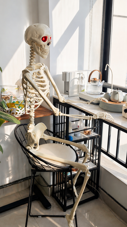 9 Pcs 5.5FT Animated Skeleton Set with Glowing Red Eyes and Sound Activation and Moving Jaw