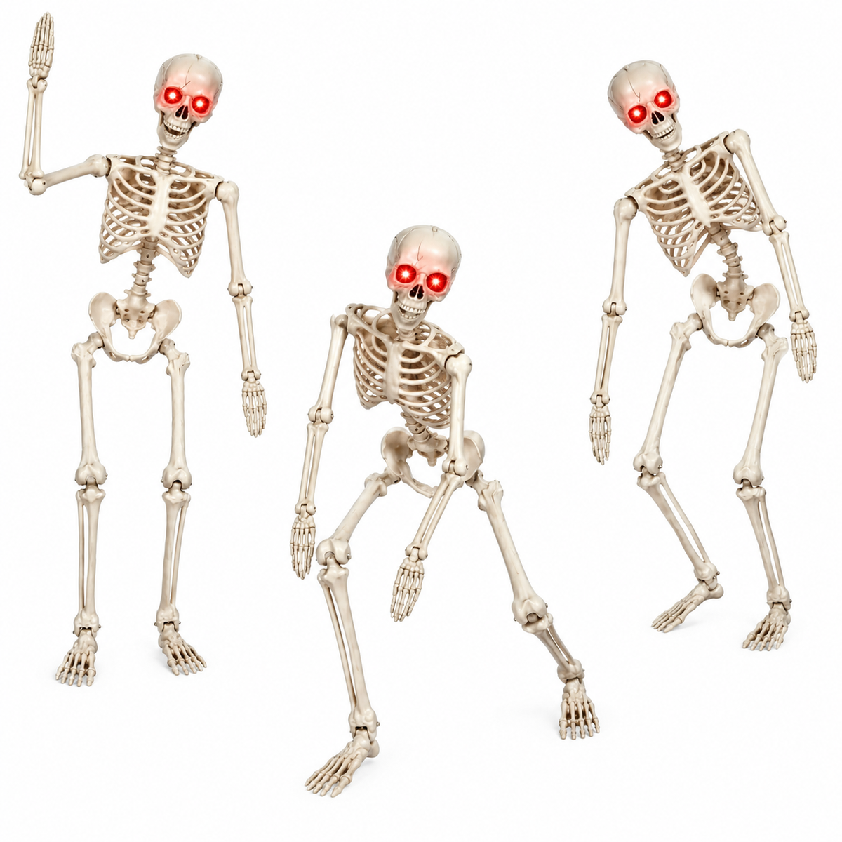 3PCS 5.5FT Animated White Skeletons – Full-Size Halloween Display Set | 3-Pack