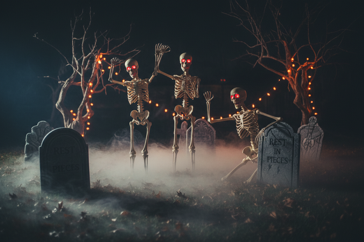 10PCS 5.5FT White Skeletons – Full-Size Animated Halloween Event Collection | 10-Pack